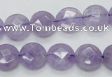 CNA322 15.5 inches 12mm faceted coin natural lavender amethyst beads