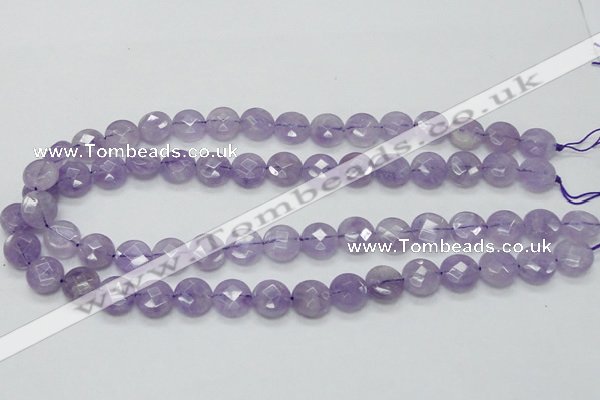 CNA322 15.5 inches 12mm faceted coin natural lavender amethyst beads