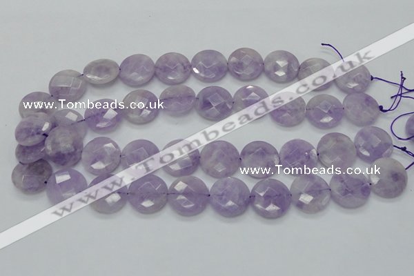 CNA325 15.5 inches 20mm faceted coin natural lavender amethyst beads