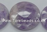 CNA327 15.5 inches 40mm faceted coin natural lavender amethyst beads