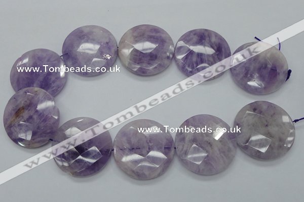 CNA327 15.5 inches 40mm faceted coin natural lavender amethyst beads