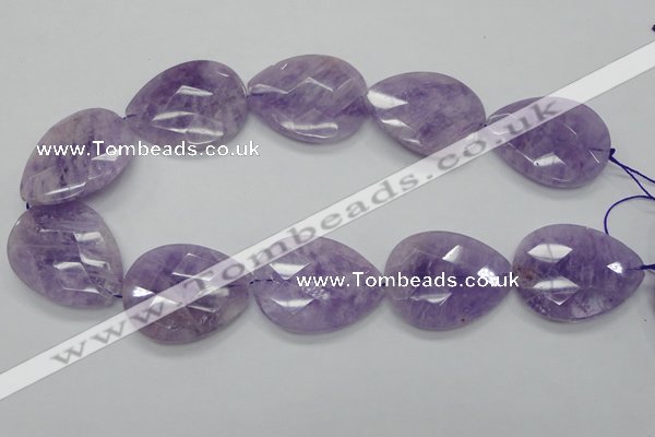 CNA338 30*40mm faceted teardrop natural lavender amethyst beads