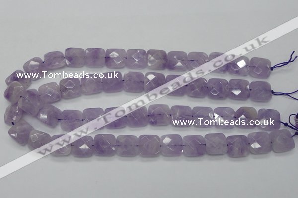 CNA340 15.5 inches 15*15mm faceted square natural lavender amethyst beads