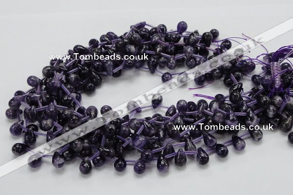 CNA37 15.5 inches 8*12mm teardrop grade A natural amethyst beads