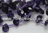 CNA38 15.5 inches 7*10mm faceted briolette grade A natural amethyst beads