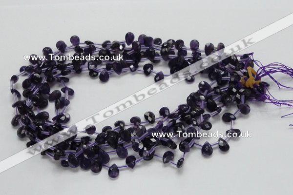 CNA38 15.5 inches 7*10mm faceted briolette grade A natural amethyst beads