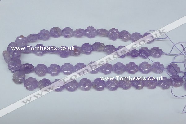 CNA435 15.5 inches 15mm carved flower natural lavender amethyst beads