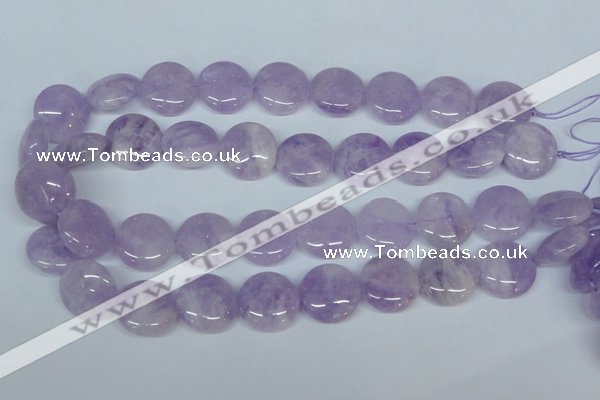 CNA437 15.5 inches 22mm flat round natural lavender amethyst beads