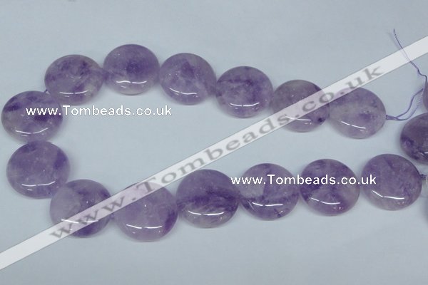 CNA438 15.5 inches 25mm flat round natural lavender amethyst beads