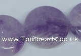 CNA439 15.5 inches 30mm flat round natural lavender amethyst beads