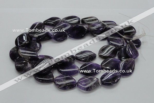 CNA44 15.5 inches 22*30mm twisted teardrop grade A natural amethyst beads