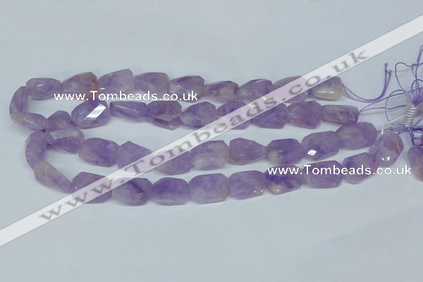 CNA462 15*20mm faceted & twisted rectangle natural lavender amethyst beads