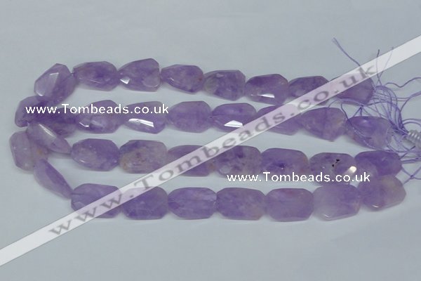 CNA463 18*25mm faceted & twisted rectangle natural lavender amethyst beads