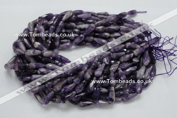 CNA47 15.5 inches 8*20mm faceted teadrop grade AB natural amethyst beads