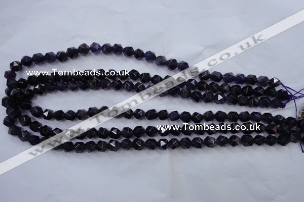 CNA500 15 inches 8mm faceted nuggets amethyst gemstone beads
