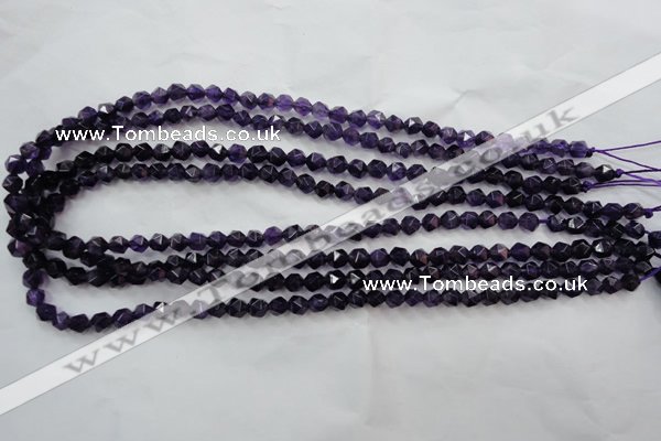 CNA501 15 inches 6mm faceted nuggets amethyst gemstone beads