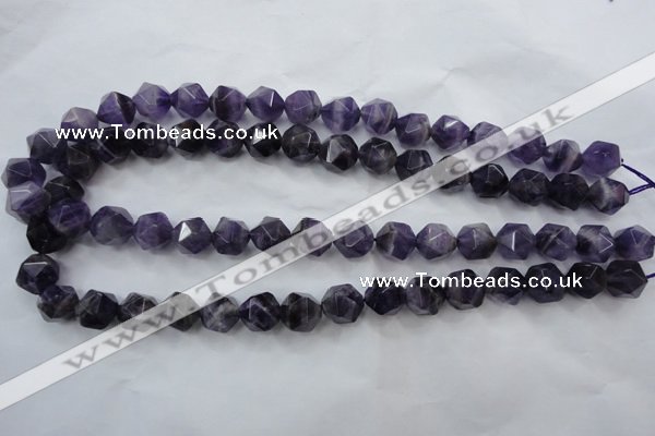 CNA504 15 inches 12mm faceted nuggets amethyst gemstone beads