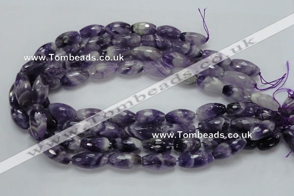 CNA53 15.5 inches 12*22mm faceted rice grade AB natural amethyst beads