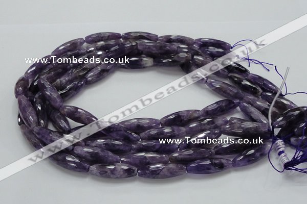 CNA54 15.5 inches 10*30mm faceted rice grade AB+ natural amethyst beads