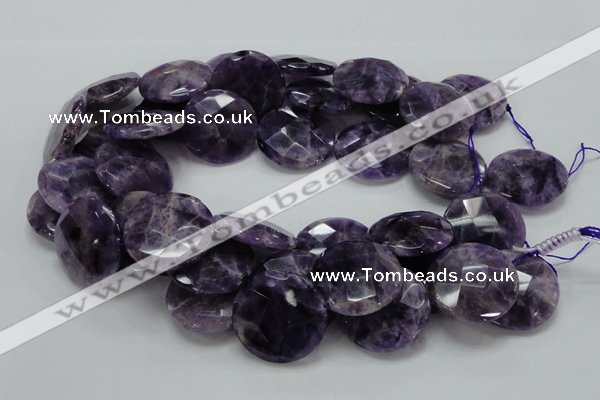 CNA58 15.5 inches 30mm faceted coin grade AB+ natural amethyst beads