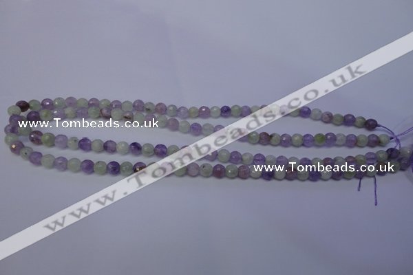 CNA661 15 inches 6mm faceted round lavender amethyst & prehnite beads