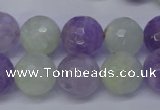 CNA665 15 inches 14mm faceted round lavender amethyst & prehnite beads