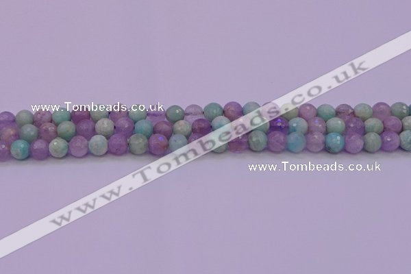 CNA681 15.5 inches 6mm faceted round lavender amethyst & amazonite beads