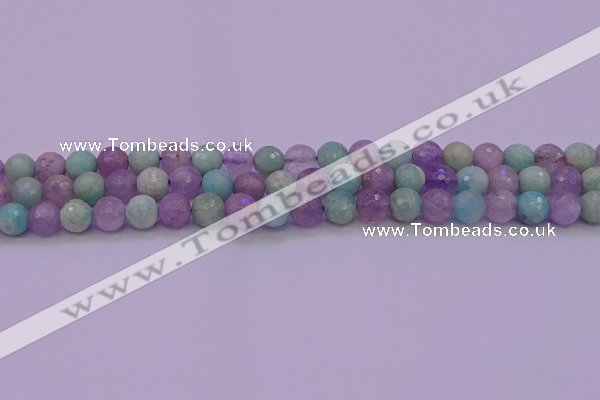 CNA682 15.5 inches 8mm faceted round lavender amethyst & amazonite beads