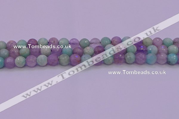 CNA683 15.5 inches 10mm faceted round lavender amethyst & amazonite beads