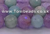 CNA684 15.5 inches 12mm faceted round lavender amethyst & amazonite beads