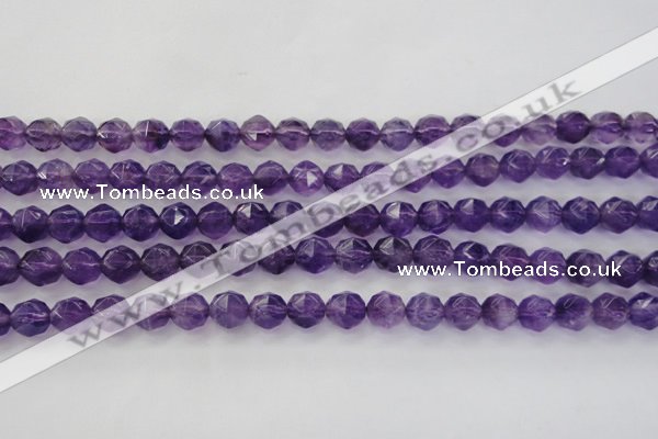 CNA69 15.5 inches 8mm faceted round natural amethyst beads