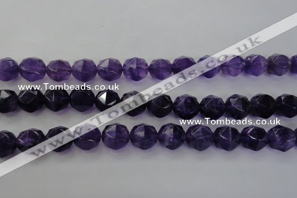 CNA71 15.5 inches 12mm faceted round natural amethyst beads