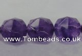 CNA72 15.5 inches 14mm faceted round natural amethyst beads