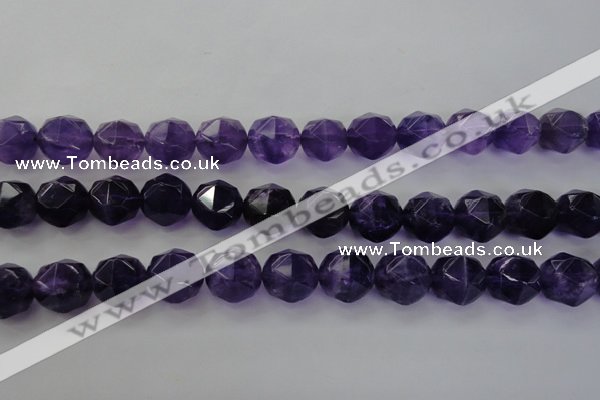 CNA72 15.5 inches 14mm faceted round natural amethyst beads