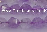 CNA732 15.5 inches 10mm faceted nuggets light lavender amethyst beads