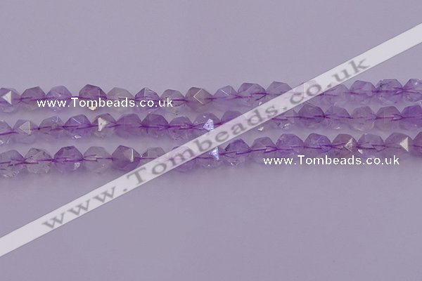 CNA732 15.5 inches 10mm faceted nuggets light lavender amethyst beads