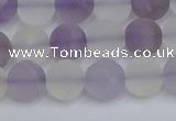 CNA737 15.5 inches 8mm round matte amethyst & white crystal beads