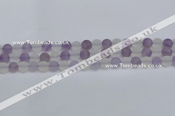 CNA737 15.5 inches 8mm round matte amethyst & white crystal beads