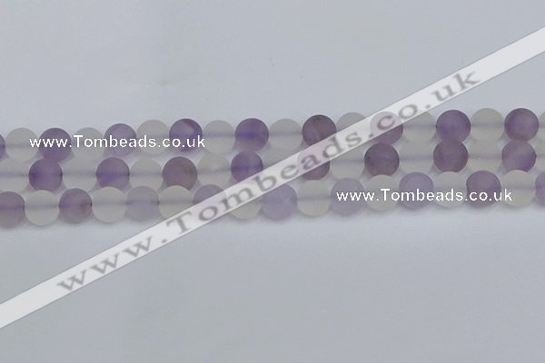 CNA738 15.5 inches 10mm round matte amethyst & white crystal beads