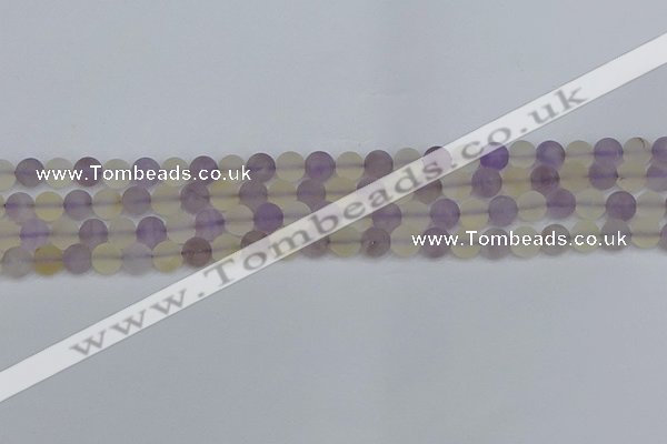 CNA741 15.5 inches 6mm round matte amethyst & citrine beads