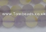 CNA744 15.5 inches 12mm round matte amethyst & citrine beads