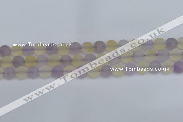 CNA744 15.5 inches 12mm round matte amethyst & citrine beads