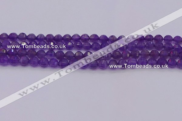 CNA751 15.5 inches 6mm faceted round natural amethyst beads