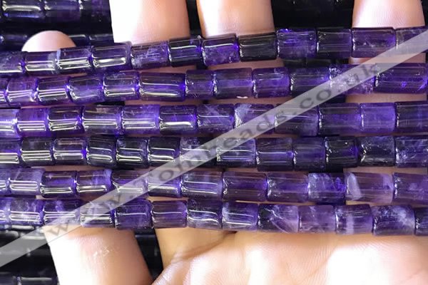 CNA776 15.5 inches 6*7mm - 6*8mm tube natural amethyst beads