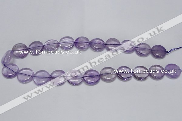 CNA820 15.5 inches 10mm flat round natural light amethyst beads