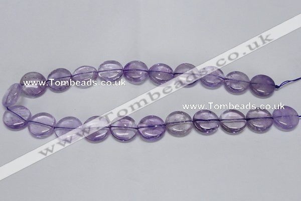 CNA821 15.5 inches 12mm flat round natural light amethyst beads