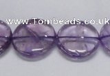 CNA825 15.5 inches 20mm flat round natural light amethyst beads