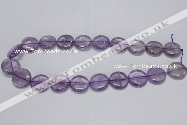 CNA825 15.5 inches 20mm flat round natural light amethyst beads