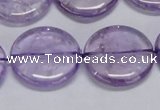 CNA826 15.5 inches 25mm flat round natural light amethyst beads