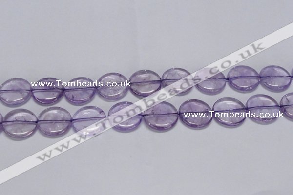 CNA826 15.5 inches 25mm flat round natural light amethyst beads